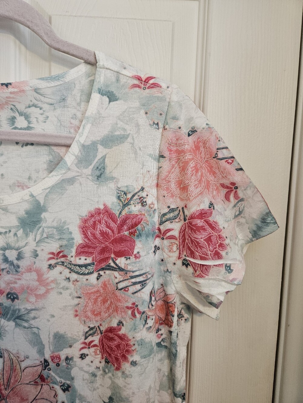 Style & Co Womens XXL Floral Short Sleeve T-Shirt Scoop Neck Top - Picture 3 of 7